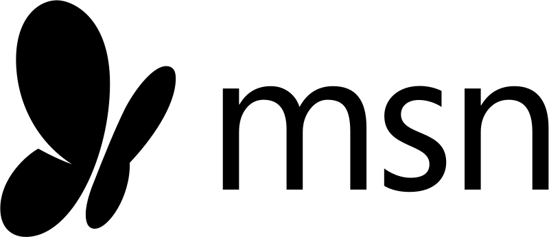 MSN logo. msn is written in black. To the left is a black butterfly.