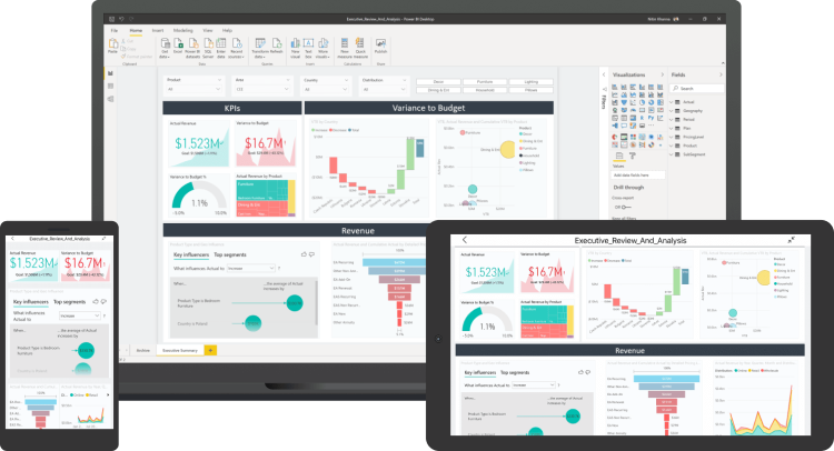 Data Visualization Software, Microsoft Power BI user interface.