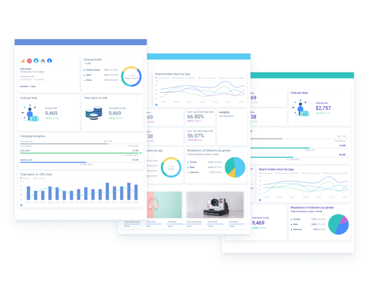 Data Visualization Software, Whatagraph's user interface.