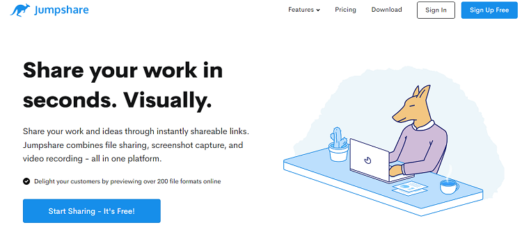 Jumpshare is a file sharing and hosting platform that helps make the process of working together seamless.