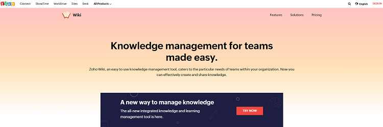Zoho Wiki is a web-based tool tailored to the needs of teams and businesses.